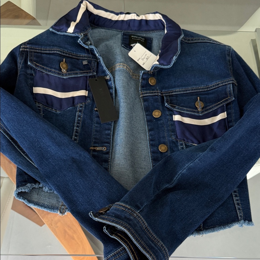 Classic Denim Jacket with Navy and White Details